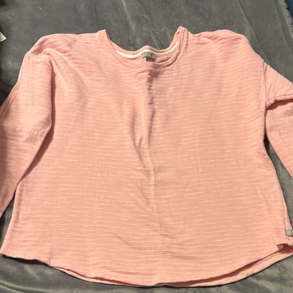 Talbots Light Pink Striped   Long Sleeve Sweatshirt